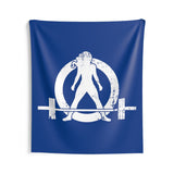 Indoor Wall Tapestries - Blue with White Distressed Logo
