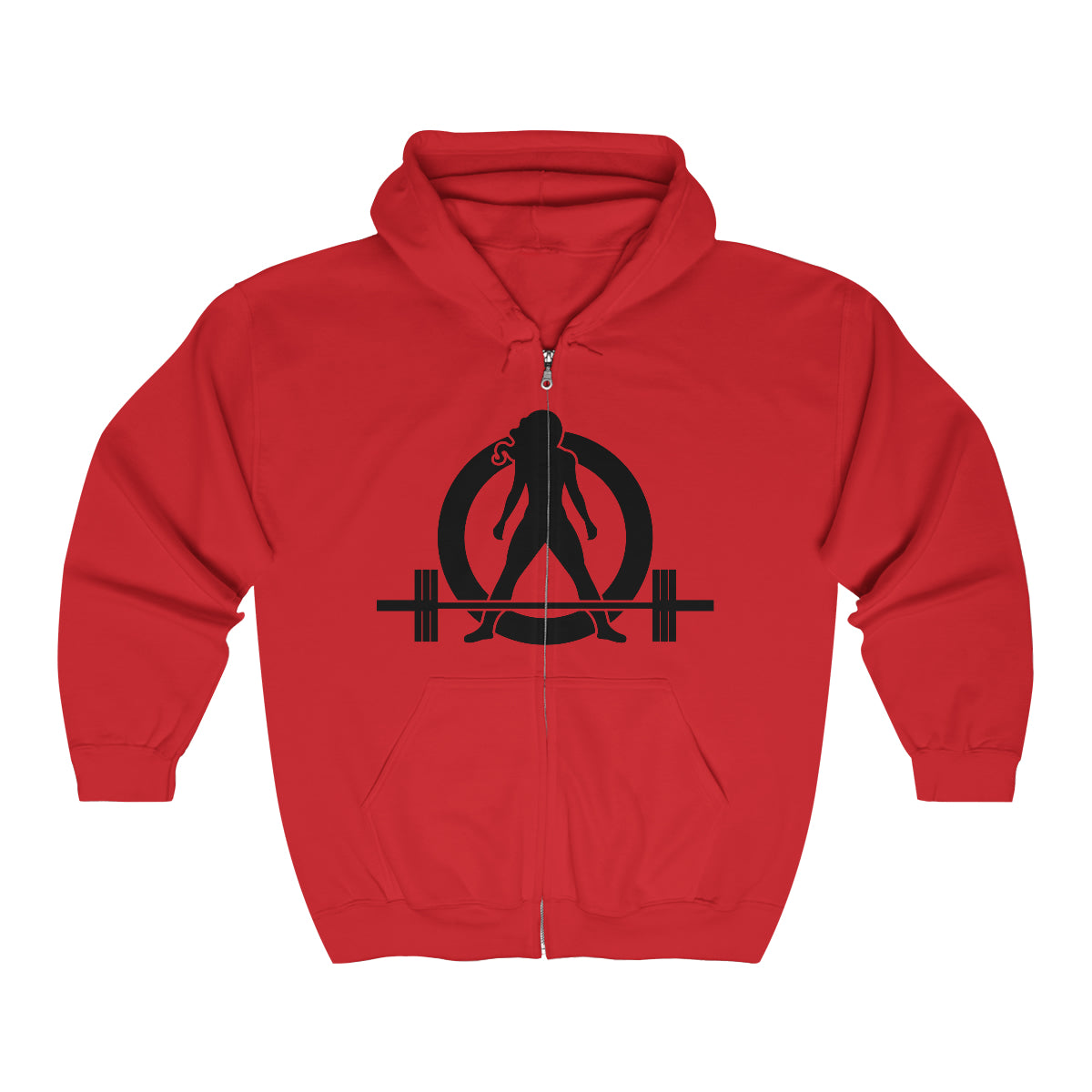 Unisex Heavy Blend Full Zip Hooded Sweatshirt - Front Chest Black Logo - Plain Back
