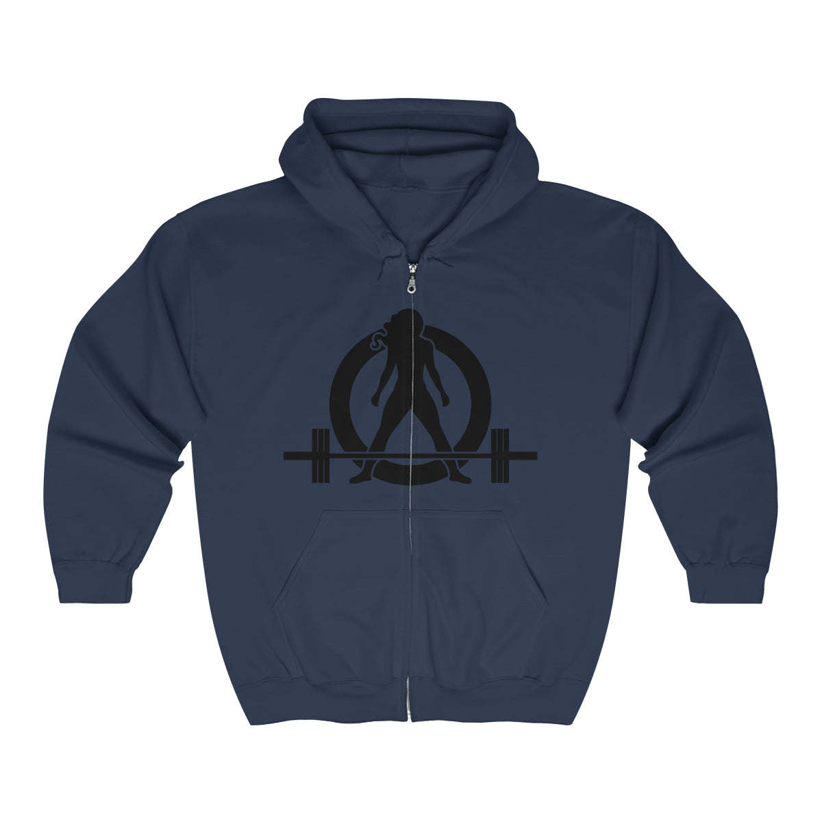 Unisex Heavy Blend Full Zip Hooded Sweatshirt - Front Chest Black Logo - Plain Back