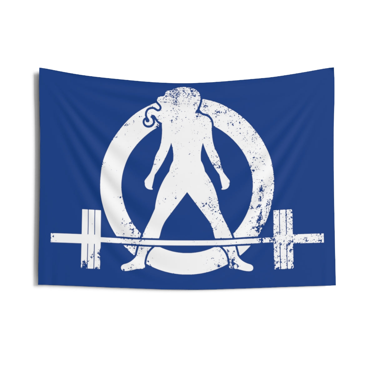 Indoor Wall Tapestries - Blue with White Distressed Logo