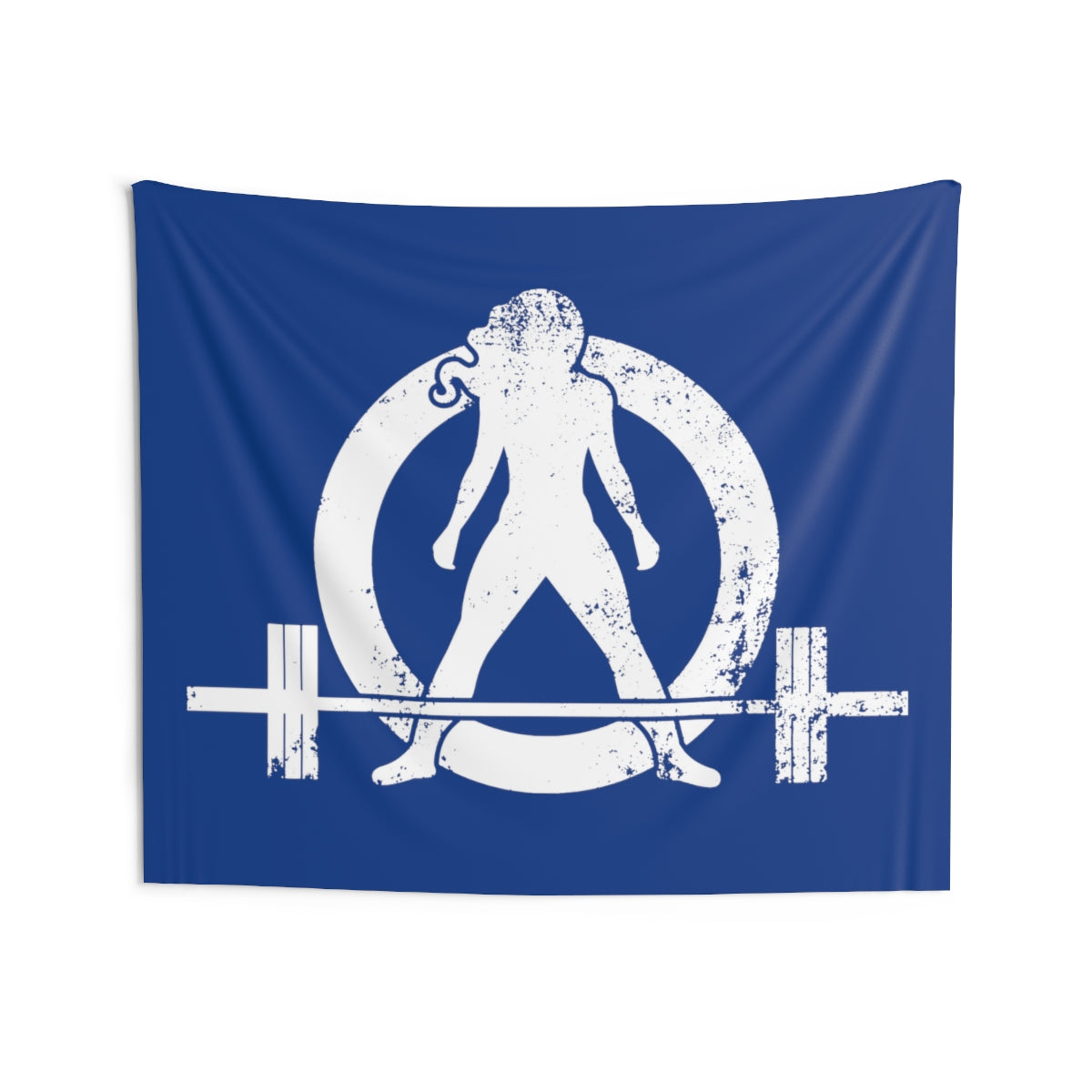 Indoor Wall Tapestries - Blue with White Distressed Logo