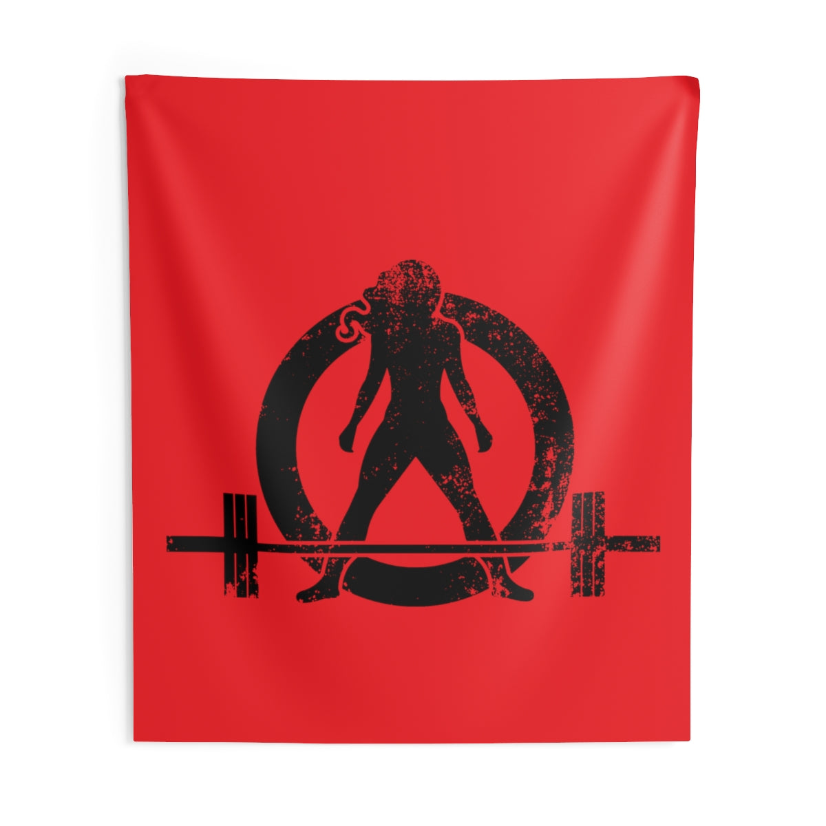 Indoor Wall Tapestries - Red with Black Distressed Logo