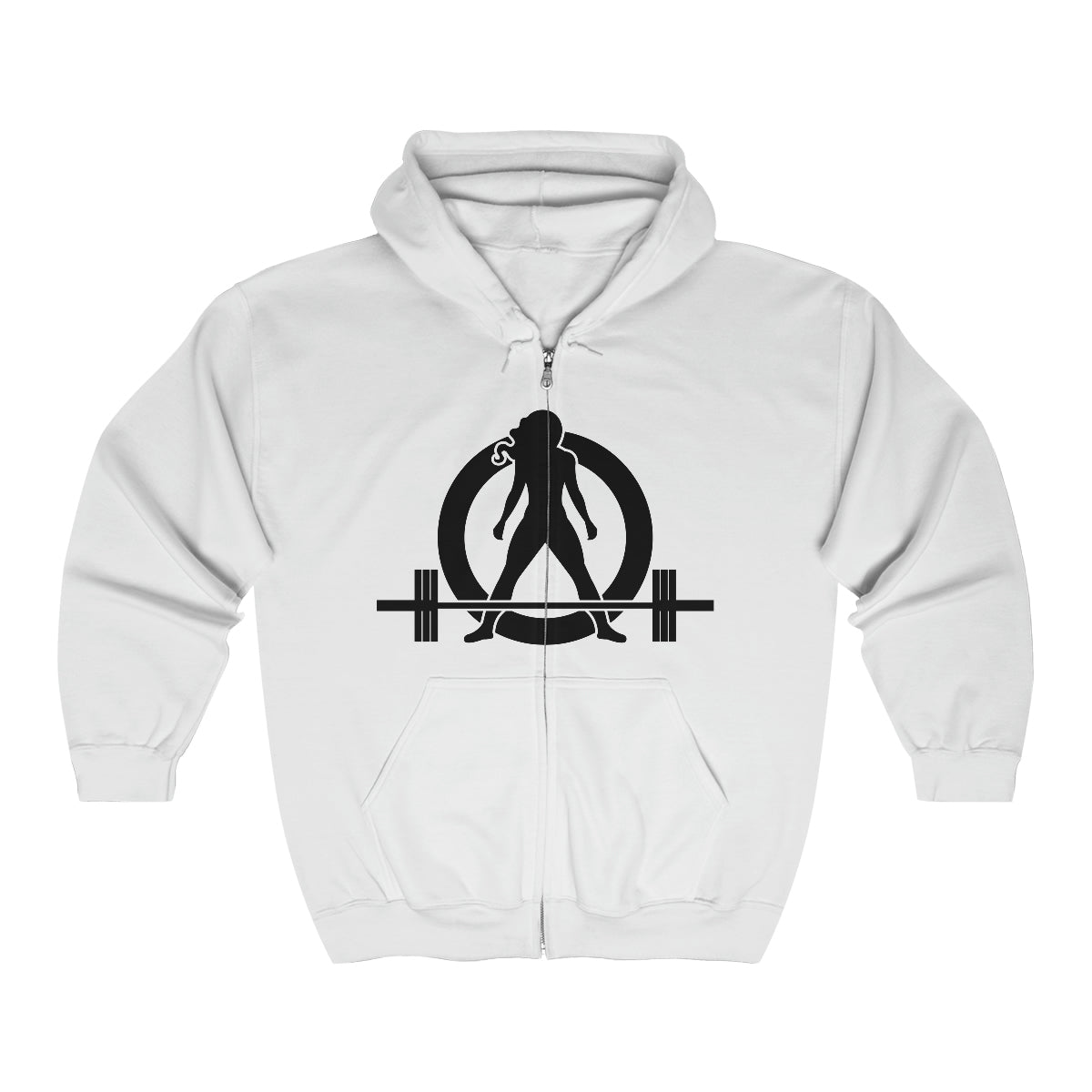 Unisex Heavy Blend Full Zip Hooded Sweatshirt - Front Chest Black Logo - Plain Back
