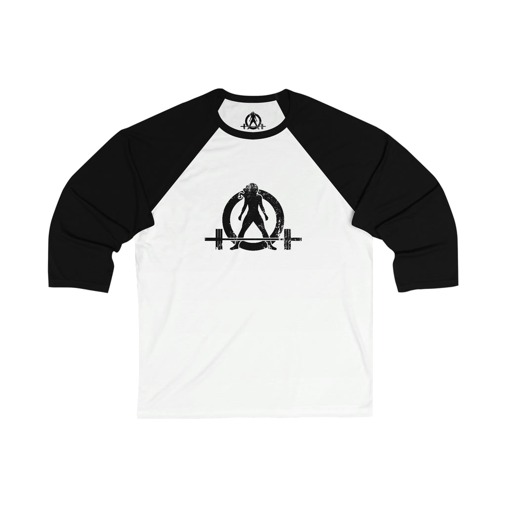 Unisex 3\4 Sleeve Baseball Tee - Classic Distressed Black Logo