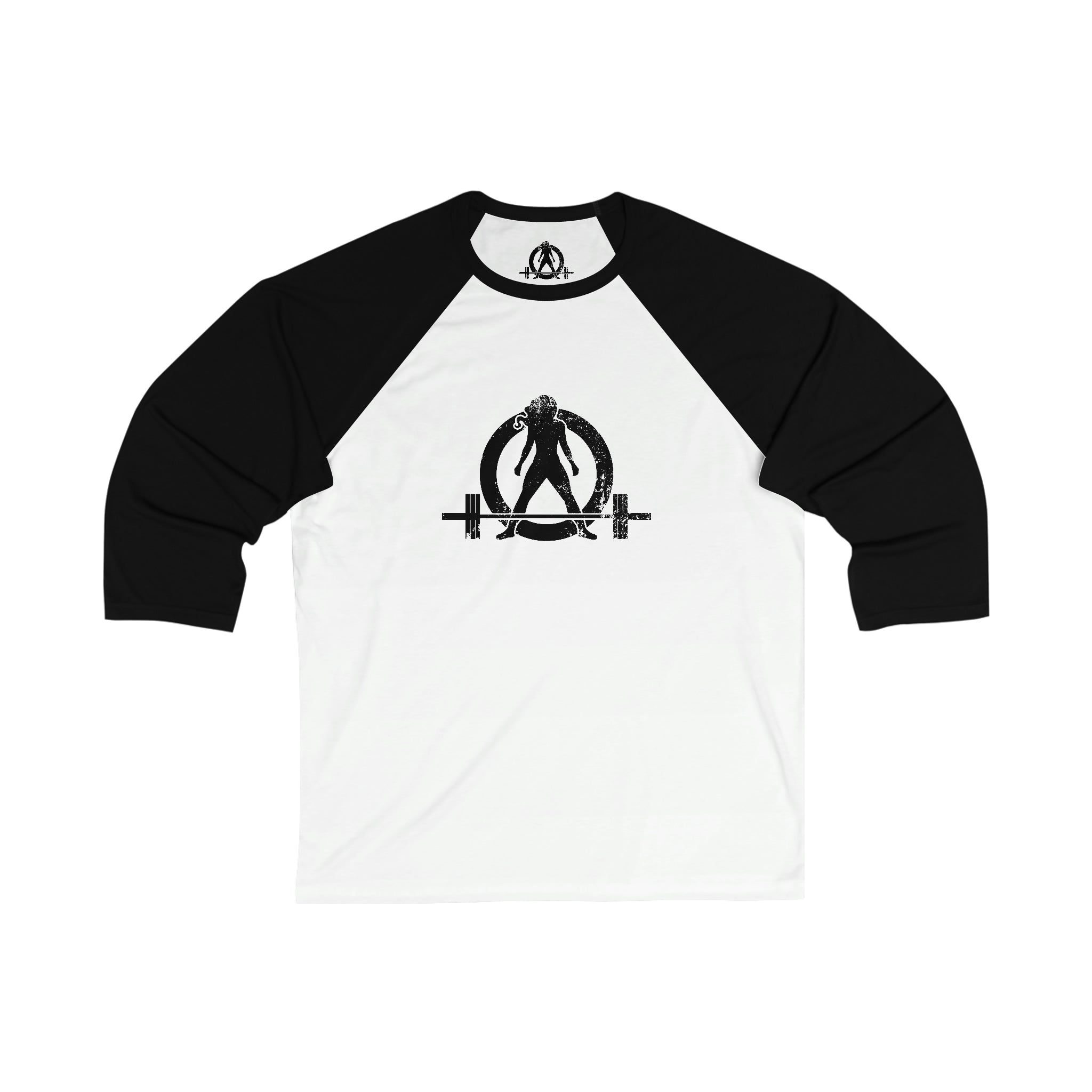 Unisex 3\4 Sleeve Baseball Tee - Classic Distressed Black Logo