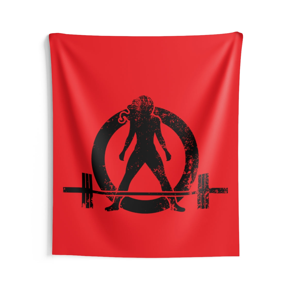Indoor Wall Tapestries - Red with Black Distressed Logo