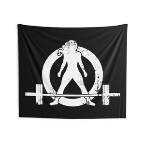 Indoor Wall Tapestries - Black with White Distressed Logo