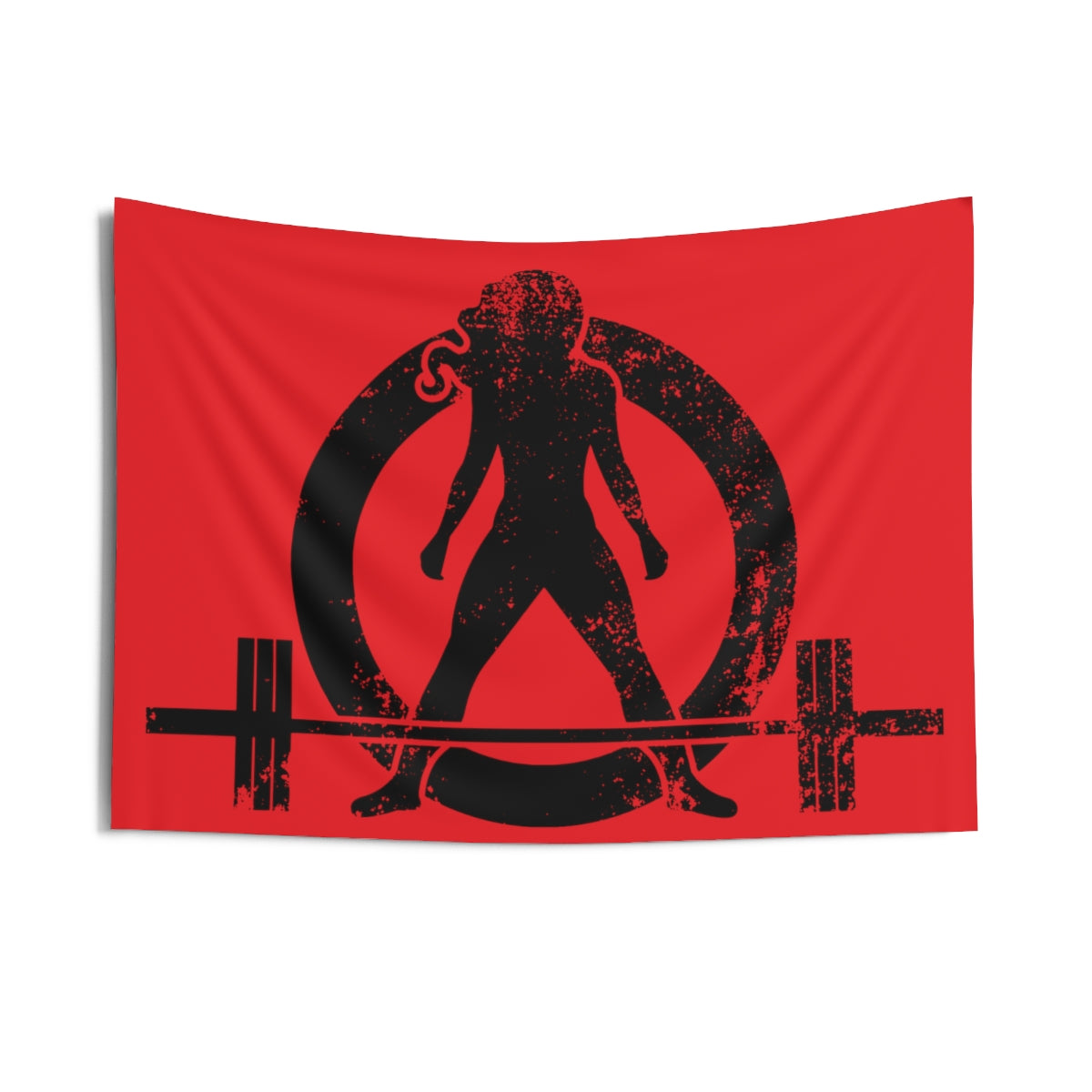 Indoor Wall Tapestries - Red with Black Distressed Logo