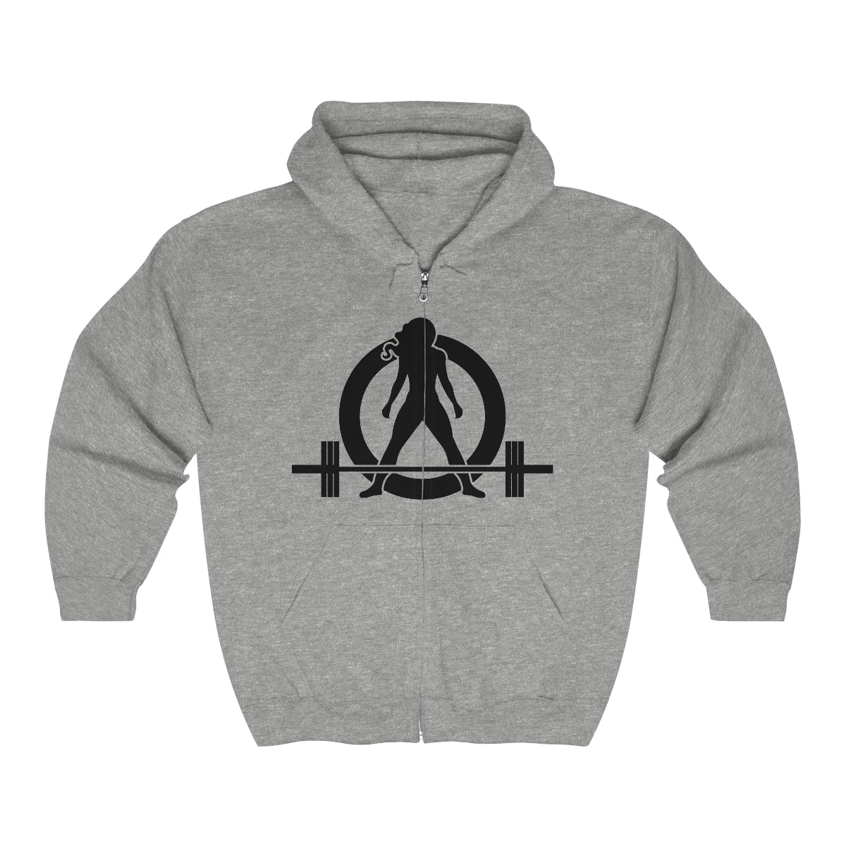 Unisex Heavy Blend Full Zip Hooded Sweatshirt - Front Chest Black Logo - Plain Back