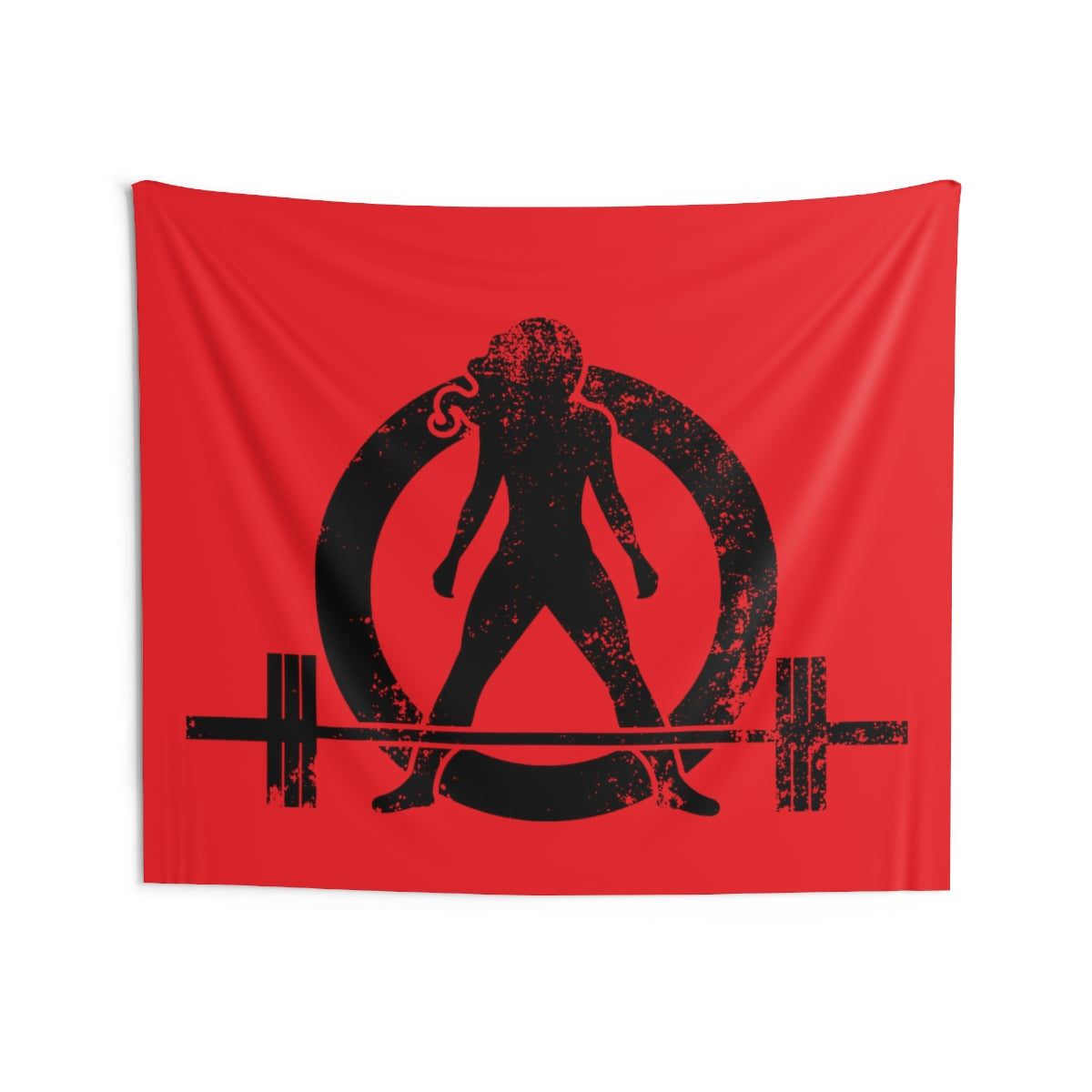 Indoor Wall Tapestries - Red with Black Distressed Logo