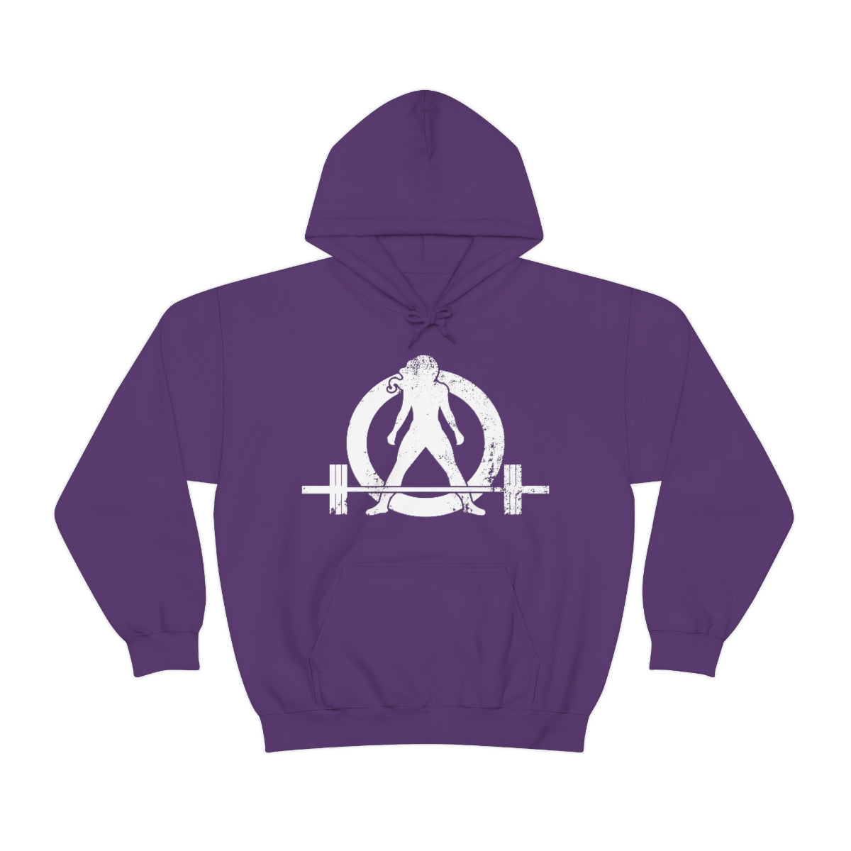 Unisex Heavy Blend Hooded Sweatshirt - Distressed White Logo - Plain Back (BEST SELLER)